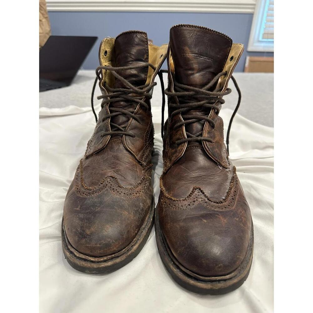 FRYE John Addison Brown Soft leather Wingtips combat boot